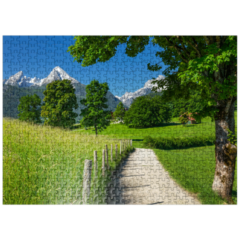puzzleplate Nature adventure trail near Bischofswiesen near Berchtesgaden with view to the Watzmann mountain 500 Jigsaw Puzzle
