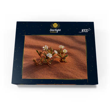 The desert blooms, flowers in the sand, Wadi Rum, Aqaba Governorate, Jordan 1000 Jigsaw Puzzle box view1