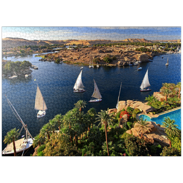 puzzleplate View from Old Cataract Hotel to Elephantine Island, Aswan, Egypt 1000 Jigsaw Puzzle