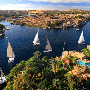View from Old Cataract Hotel to Elephantine Island, Aswan, Egypt 1000 Jigsaw Puzzle 3D Modell