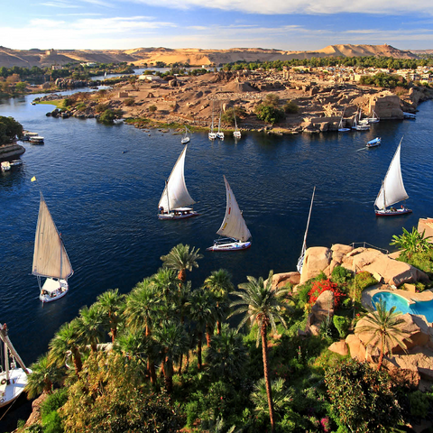 View from Old Cataract Hotel to Elephantine Island, Aswan, Egypt 1000 Jigsaw Puzzle 3D Modell
