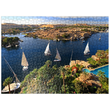 puzzleplate View from Old Cataract Hotel to Elephantine Island, Aswan, Egypt 500 Jigsaw Puzzle