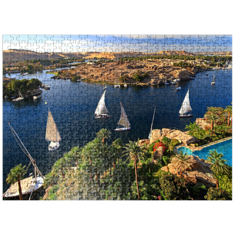 puzzleplate View from Old Cataract Hotel to Elephantine Island, Aswan, Egypt 500 Jigsaw Puzzle