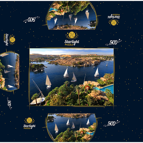 View from Old Cataract Hotel to Elephantine Island, Aswan, Egypt 500 Jigsaw Puzzle box 3D Modell