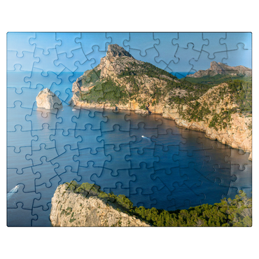 puzzleplate Cap de Formentor with the island Illot el Colomer, Pollenca, Serra de Tramuntana, Mallorca 100 Jigsaw Puzzle