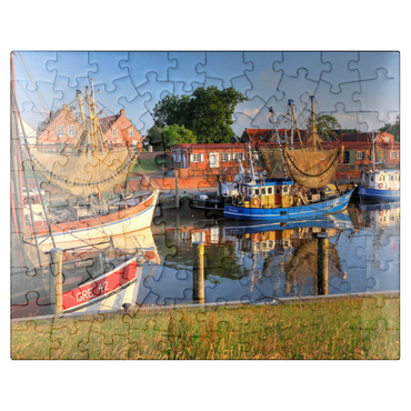 puzzleplate Fishing harbor with crab boats in morning light 100 Jigsaw Puzzle