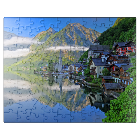 puzzleplate Hallstatt am Hallstättersee, Salzkammergut, Austria 100 Jigsaw Puzzle