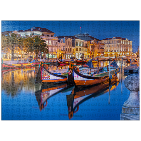 puzzleplate Boats of the moliceiros, former seaweed fishermen on the canal in the university town of Aveiro 1000 Jigsaw Puzzle