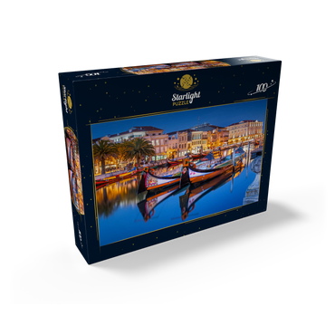 Boats of the moliceiros, former seaweed fishermen on the canal in the university town of Aveiro 100 Jigsaw Puzzle box view1