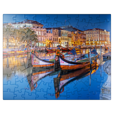 puzzleplate Boats of the moliceiros, former seaweed fishermen on the canal in the university town of Aveiro 100 Jigsaw Puzzle