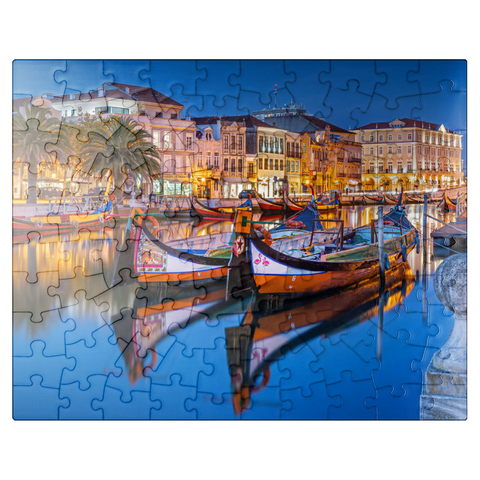 puzzleplate Boats of the moliceiros, former seaweed fishermen on the canal in the university town of Aveiro 100 Jigsaw Puzzle