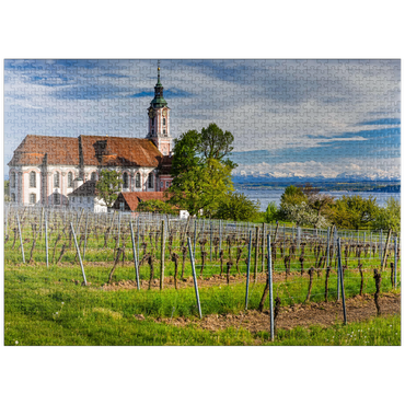 puzzleplate Pilgrimage church Birnau near Unteruhldingen at Lake Constance in springtime 1000 Jigsaw Puzzle