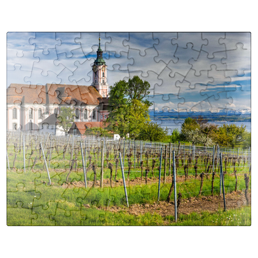 puzzleplate Pilgrimage church Birnau near Unteruhldingen at Lake Constance in springtime 100 Jigsaw Puzzle