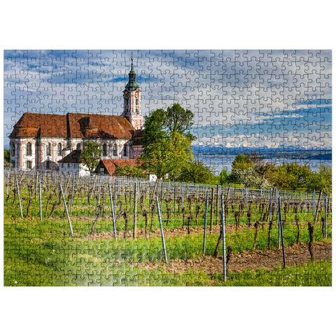 puzzleplate Pilgrimage church Birnau near Unteruhldingen at Lake Constance in springtime 500 Jigsaw Puzzle