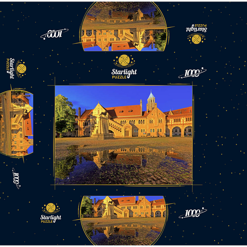 Brunswick Lion and Dankwarderode Castle at the Burgplatz by night, Brunswick 1000 Jigsaw Puzzle box 3D Modell