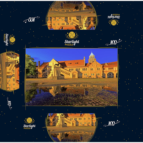 Brunswick Lion and Dankwarderode Castle at the Burgplatz by night, Brunswick 100 Jigsaw Puzzle box 3D Modell