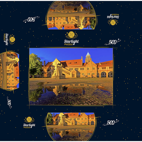 Brunswick Lion and Dankwarderode Castle at the Burgplatz by night, Brunswick 500 Jigsaw Puzzle box 3D Modell