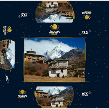 Buddhist monastery in Tengboche with view to Ama Dablam, Khumbu region, Himalaya, Nepal 1000 Jigsaw Puzzle box 3D Modell