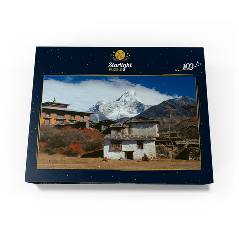 Buddhist monastery in Tengboche with view to Ama Dablam, Khumbu region, Himalaya, Nepal 100 Jigsaw Puzzle box view1