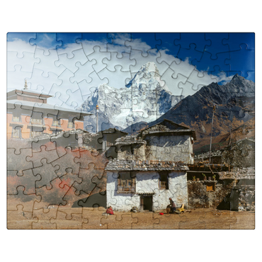 puzzleplate Buddhist monastery in Tengboche with view to Ama Dablam, Khumbu region, Himalaya, Nepal 100 Jigsaw Puzzle