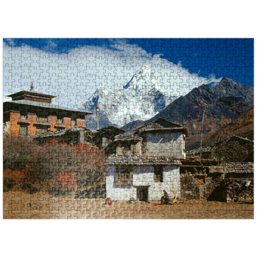 puzzleplate Buddhist monastery in Tengboche with view to Ama Dablam, Khumbu region, Himalaya, Nepal 500 Jigsaw Puzzle