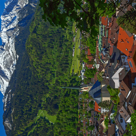 Partenkirchen parish church Maria Himmelfahrt against Alpspitze (2628m), Garmisch-Partenkirchen 500 Jigsaw Puzzle 3D Modell