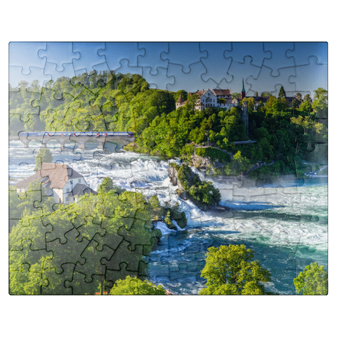 puzzleplate View over the Rhine Falls to Schloss Laufen 100 Jigsaw Puzzle