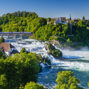 View over the Rhine Falls to Schloss Laufen 100 Jigsaw Puzzle 3D Modell
