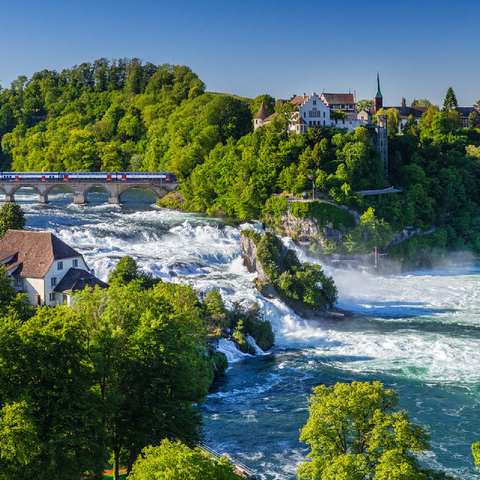 View over the Rhine Falls to Schloss Laufen 100 Jigsaw Puzzle 3D Modell