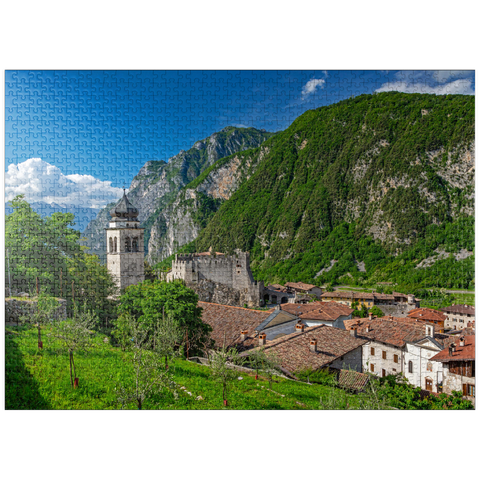 puzzleplate Church and Castello di Tenno, Tenno, Lake Garda, Province of Trento, Trentino-Alto Adige, Italy 1000 Jigsaw Puzzle