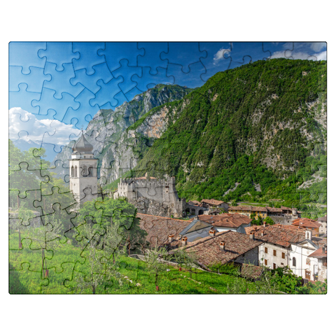 puzzleplate Church and Castello di Tenno, Tenno, Lake Garda, Province of Trento, Trentino-Alto Adige, Italy 100 Jigsaw Puzzle