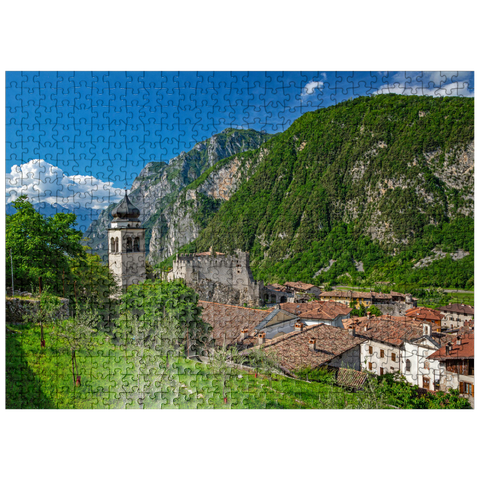 puzzleplate Church and Castello di Tenno, Tenno, Lake Garda, Province of Trento, Trentino-Alto Adige, Italy 500 Jigsaw Puzzle