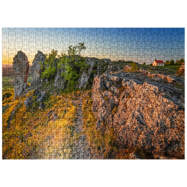 puzzleplate Evening on the witness mountain Ehrenbürg, also called Walberla, with the Walburgis Chapel 500 Jigsaw Puzzle