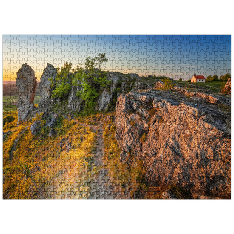 puzzleplate Evening on the witness mountain Ehrenbürg, also called Walberla, with the Walburgis Chapel 500 Jigsaw Puzzle