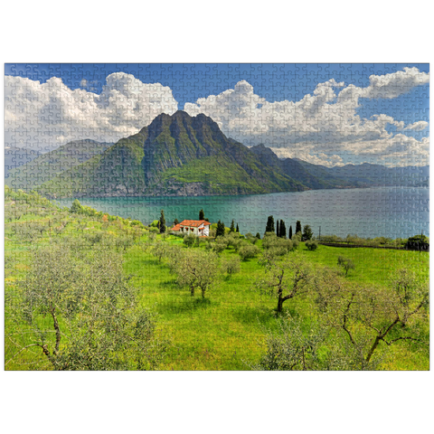 puzzleplate View of the lake near Riva di Solto, Lake Iseo, Lombardy, Italy 1000 Jigsaw Puzzle