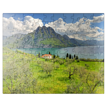 puzzleplate View of the lake near Riva di Solto, Lake Iseo, Lombardy, Italy 100 Jigsaw Puzzle