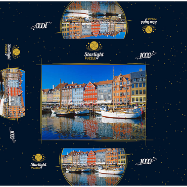 Old harbor in the center of Copenhagen, Nyhavn 1000 Jigsaw Puzzle box 3D Modell