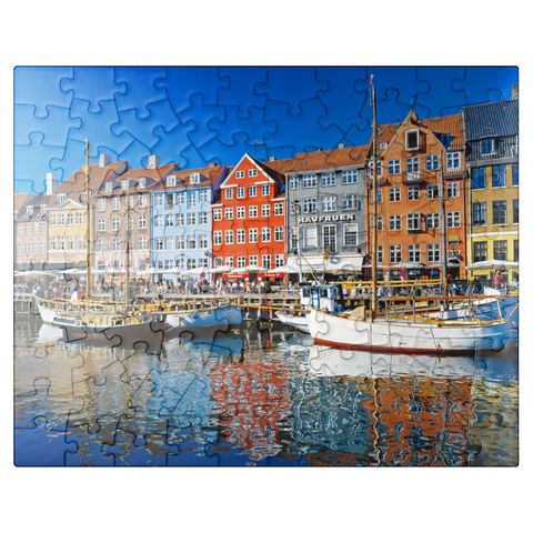puzzleplate Old harbor in the center of Copenhagen, Nyhavn 100 Jigsaw Puzzle