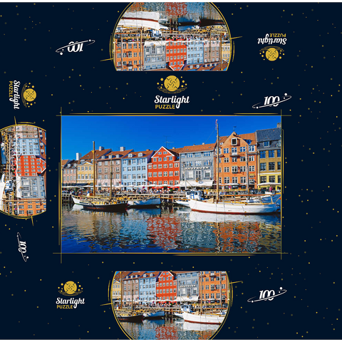 Old harbor in the center of Copenhagen, Nyhavn 100 Jigsaw Puzzle box 3D Modell