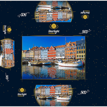 Old harbor in the center of Copenhagen, Nyhavn 500 Jigsaw Puzzle box 3D Modell