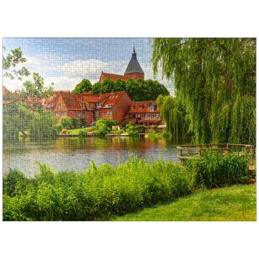 puzzleplate City lake with old town and St.-Nicolai-Church, Mölln 1000 Jigsaw Puzzle