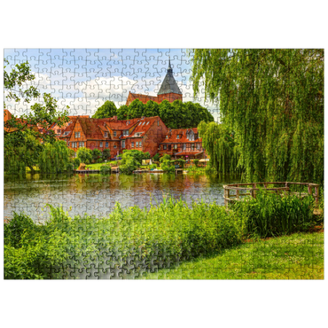 puzzleplate City lake with old town and St.-Nicolai-Church, Mölln 500 Jigsaw Puzzle