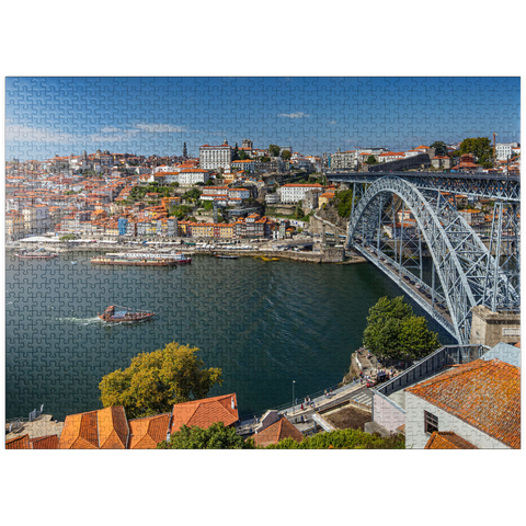 puzzleplate View over the river Douro to the old town Ribeira of Porto 1000 Jigsaw Puzzle