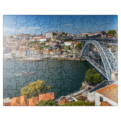 puzzleplate View over the river Douro to the old town Ribeira of Porto 100 Jigsaw Puzzle