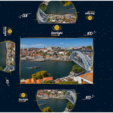 View over the river Douro to the old town Ribeira of Porto 100 Jigsaw Puzzle box 3D Modell