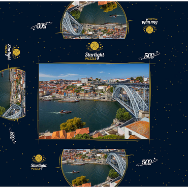 View over the river Douro to the old town Ribeira of Porto 500 Jigsaw Puzzle box 3D Modell