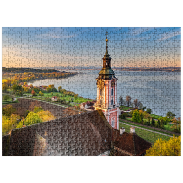 puzzleplate Sunrise at the pilgrimage church Birnau near Unteruhldingen at Lake Constance in springtime 500 Jigsaw Puzzle