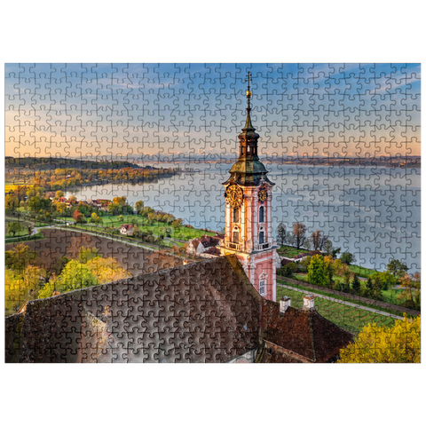 puzzleplate Sunrise at the pilgrimage church Birnau near Unteruhldingen at Lake Constance in springtime 500 Jigsaw Puzzle