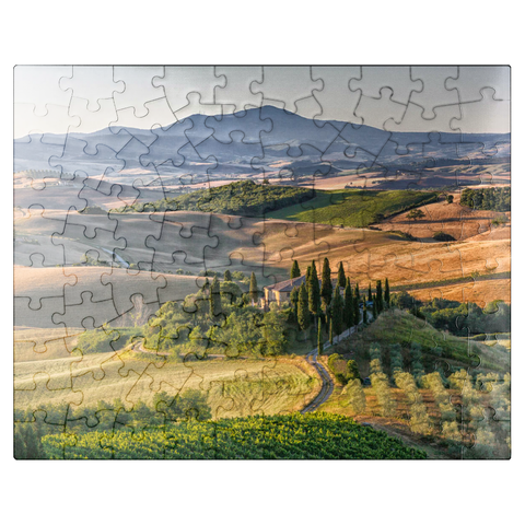 puzzleplate Country house near San Quirico d'Orcia, Val d'Orcia, province of Siena, Tuscany, Italy 100 Jigsaw Puzzle