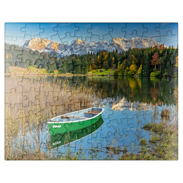 puzzleplate Lake Gerold near Gerold in Alpenwelt Karwendel, view to the Karwendel mountains 100 Jigsaw Puzzle